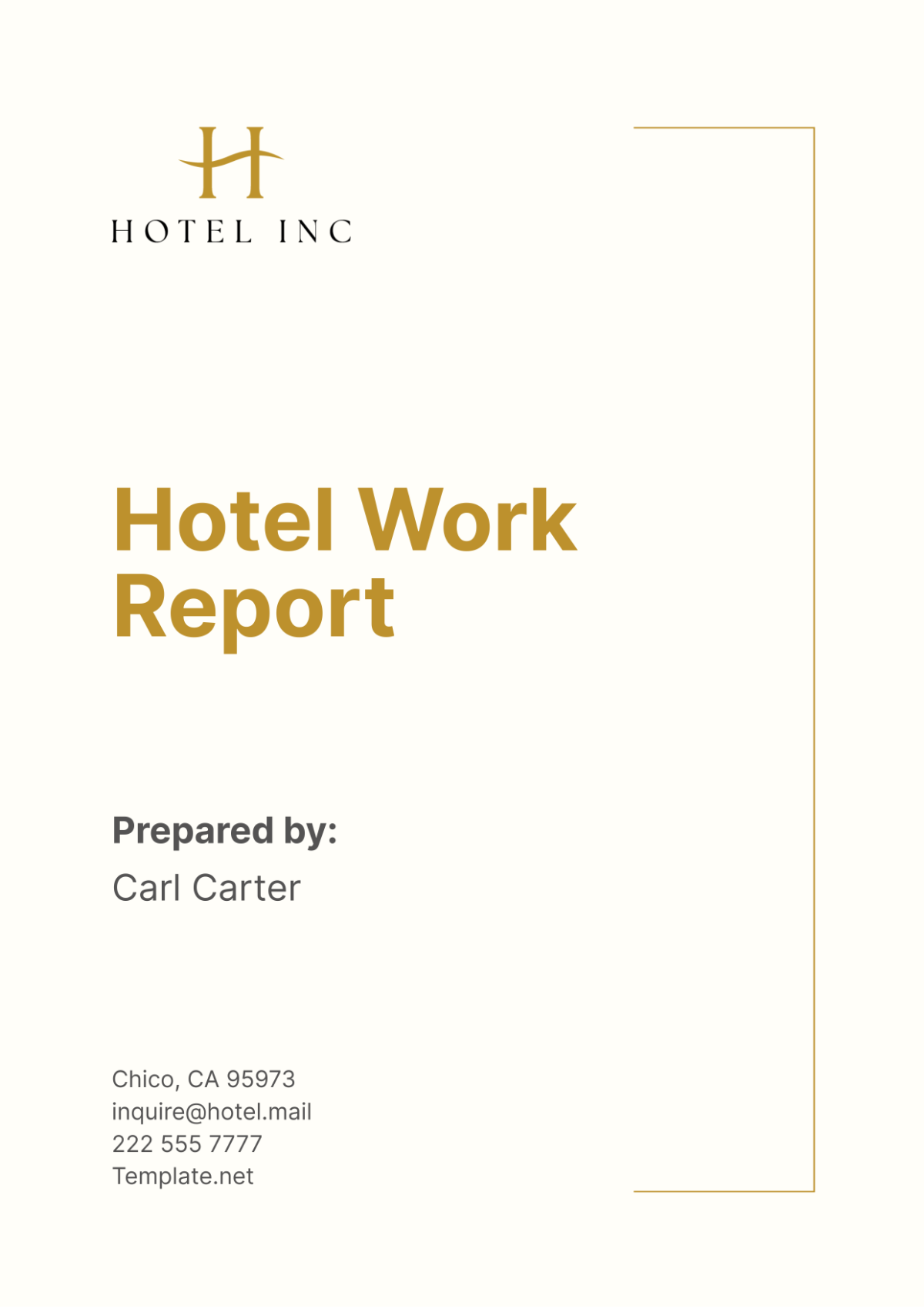Free Hotel Work Report Template
