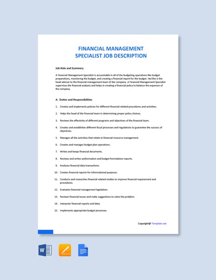 Financial Management Specialist Job Description Template ...