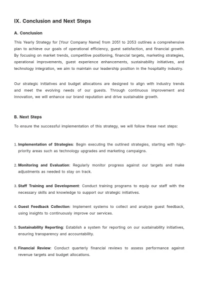 Free Hotel Yearly Strategy Template to Edit Online