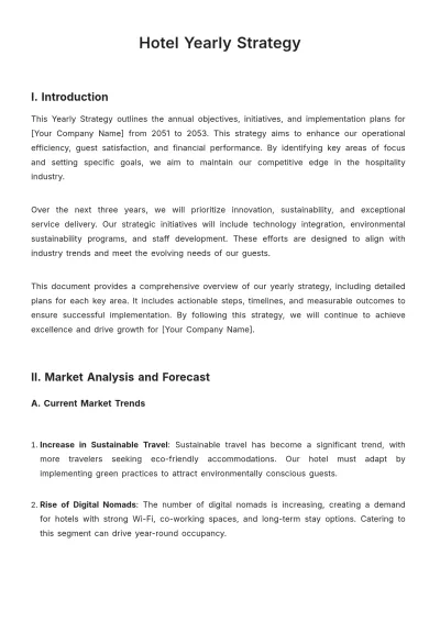 Free Hotel Yearly Strategy Template to Edit Online