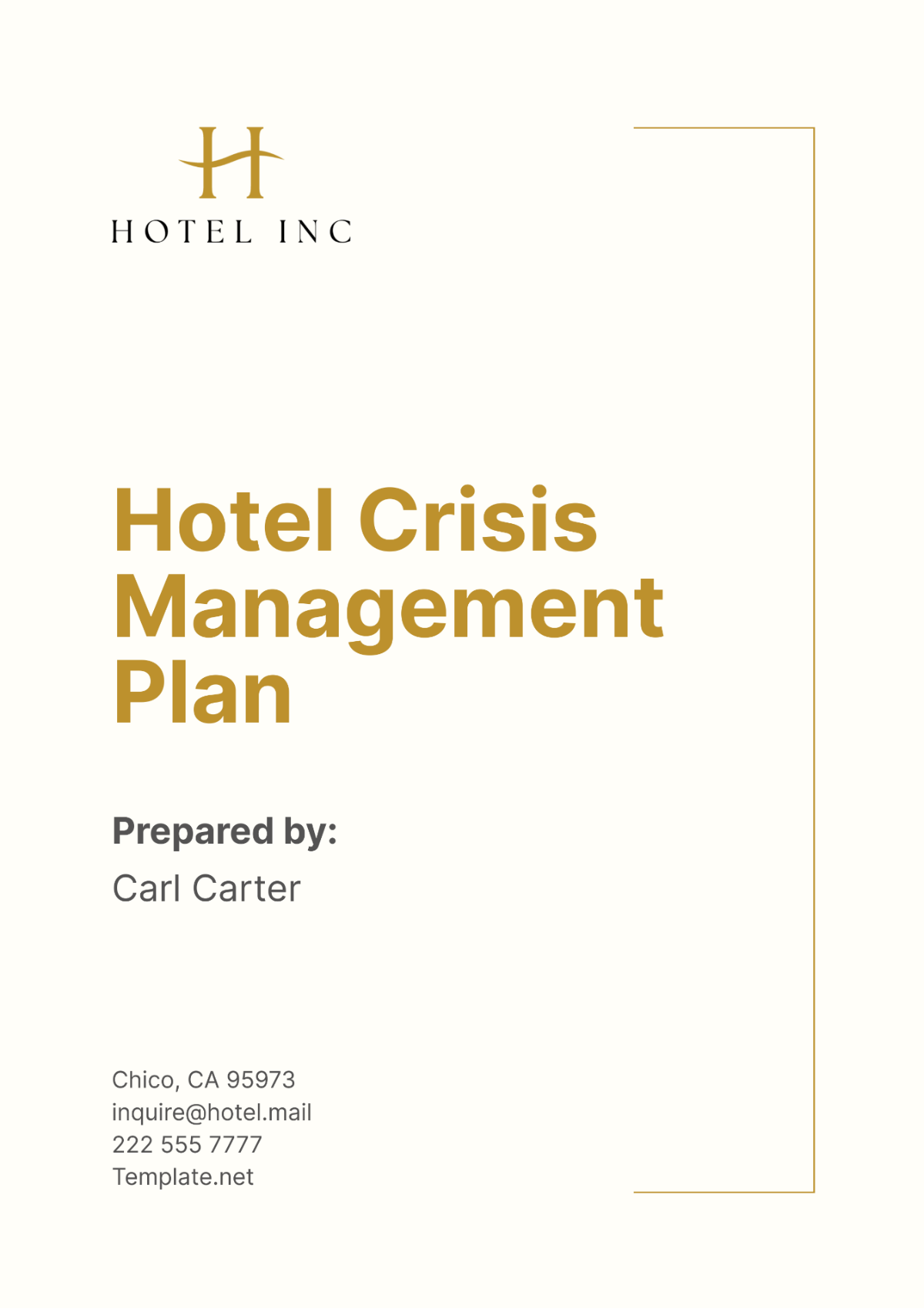 Hotel Crisis Management Plan Template - Edit Online & Download