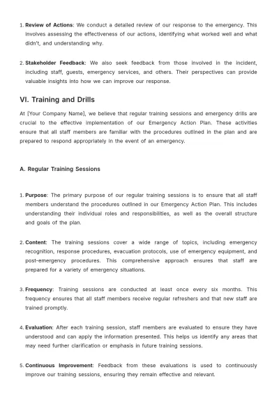 Free Hotel Emergency Action Plan Template to Edit Online