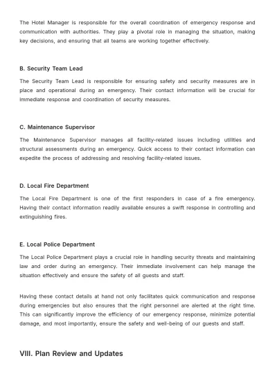 Free Hotel Emergency Action Plan Template to Edit Online