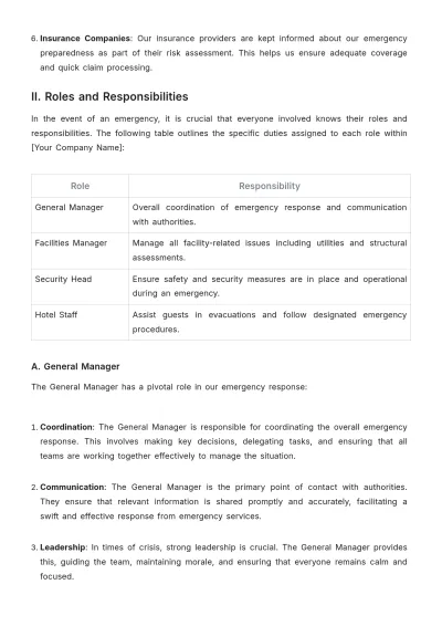 Free Hotel Emergency Action Plan Template to Edit Online