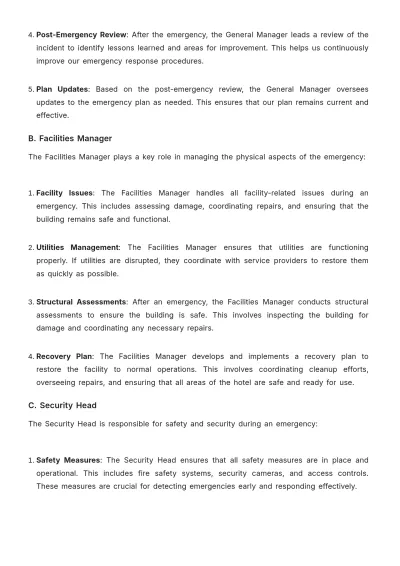 Free Hotel Emergency Action Plan Template to Edit Online