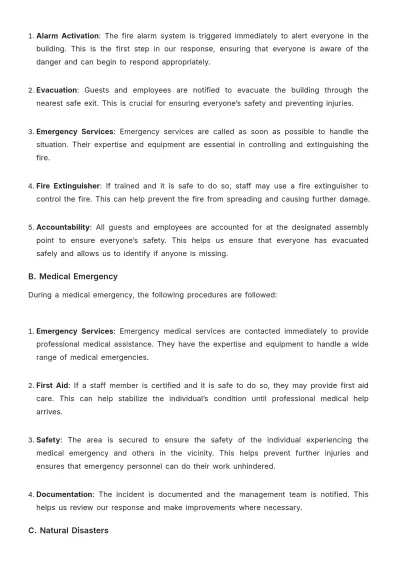 Free Hotel Emergency Action Plan Template to Edit Online
