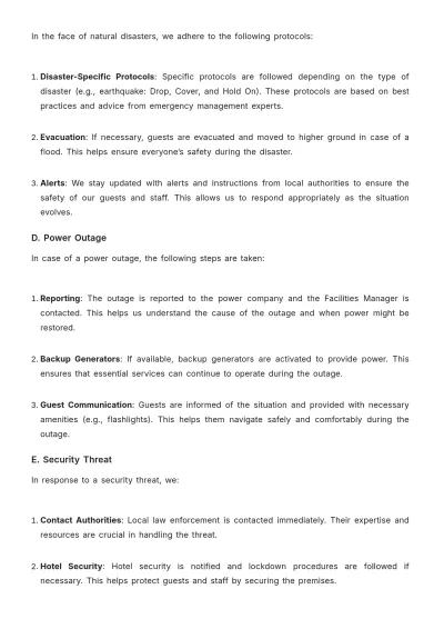 Free Hotel Emergency Action Plan Template to Edit Online