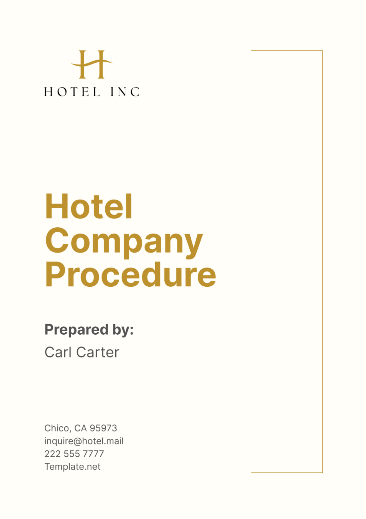 Hotel Company Procedure Template - Edit Online & Download