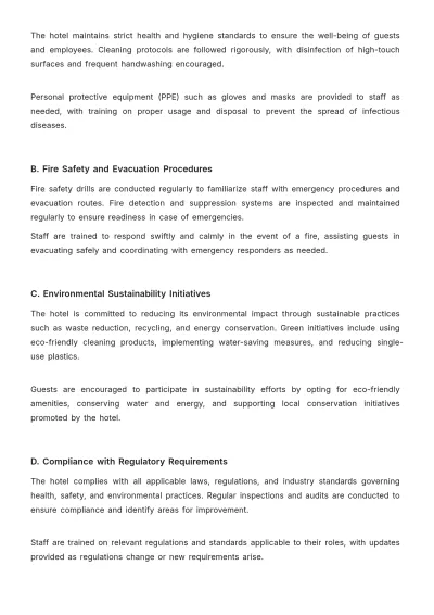 Free Hotel Company Procedure Template to Edit Online