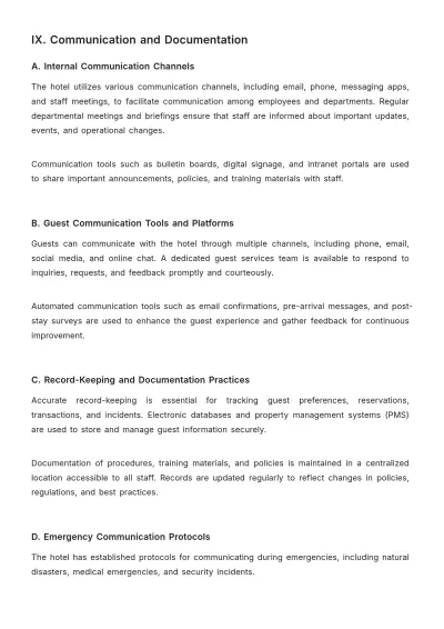 Free Hotel Company Procedure Template to Edit Online