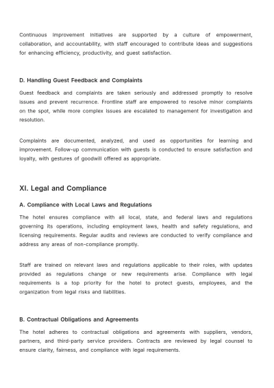 Free Hotel Company Procedure Template to Edit Online