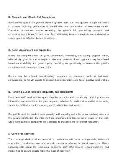 Free Hotel Company Procedure Template to Edit Online