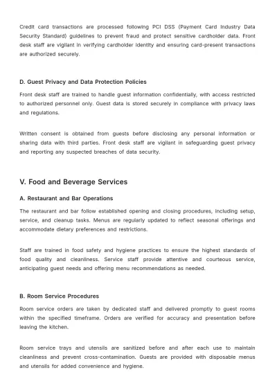 Free Hotel Company Procedure Template to Edit Online