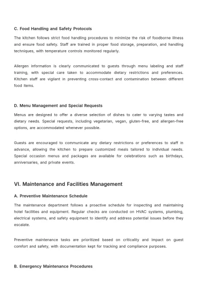 Free Hotel Company Procedure Template to Edit Online