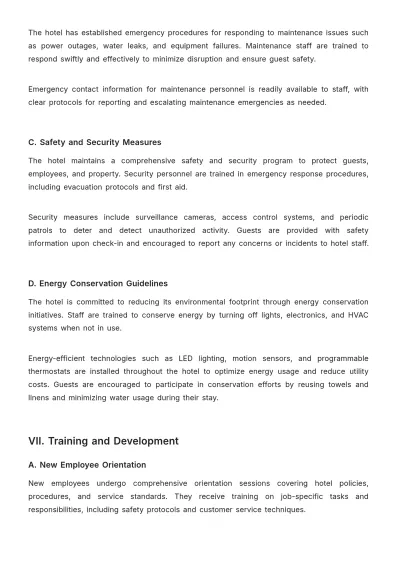 Free Hotel Company Procedure Template to Edit Online