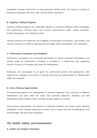 Free Hotel Company Procedure Template to Edit Online
