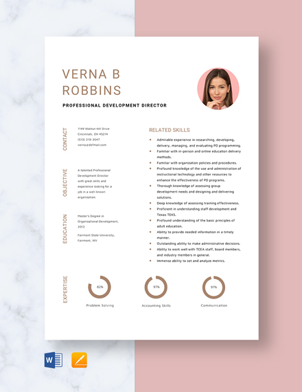 Professional HR Resume - Download in Word, Illustrator, PSD, Apple ...