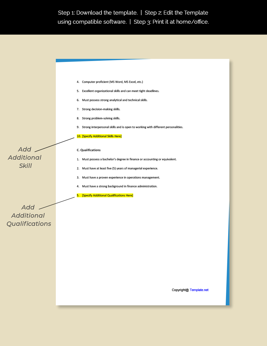 Financial Operations Manager Job Ad/Description Template - Google Docs,  Word, Apple Pages | Template.net