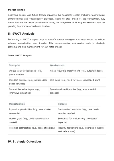 Free Hotel Project Strategy Template to Edit Online