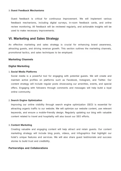 Free Hotel Project Strategy Template to Edit Online