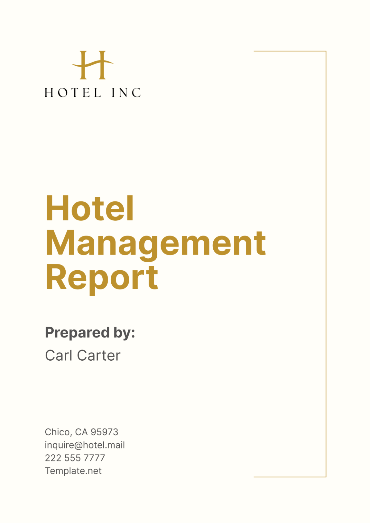 Hotel Management Report Template - Edit Online & Download