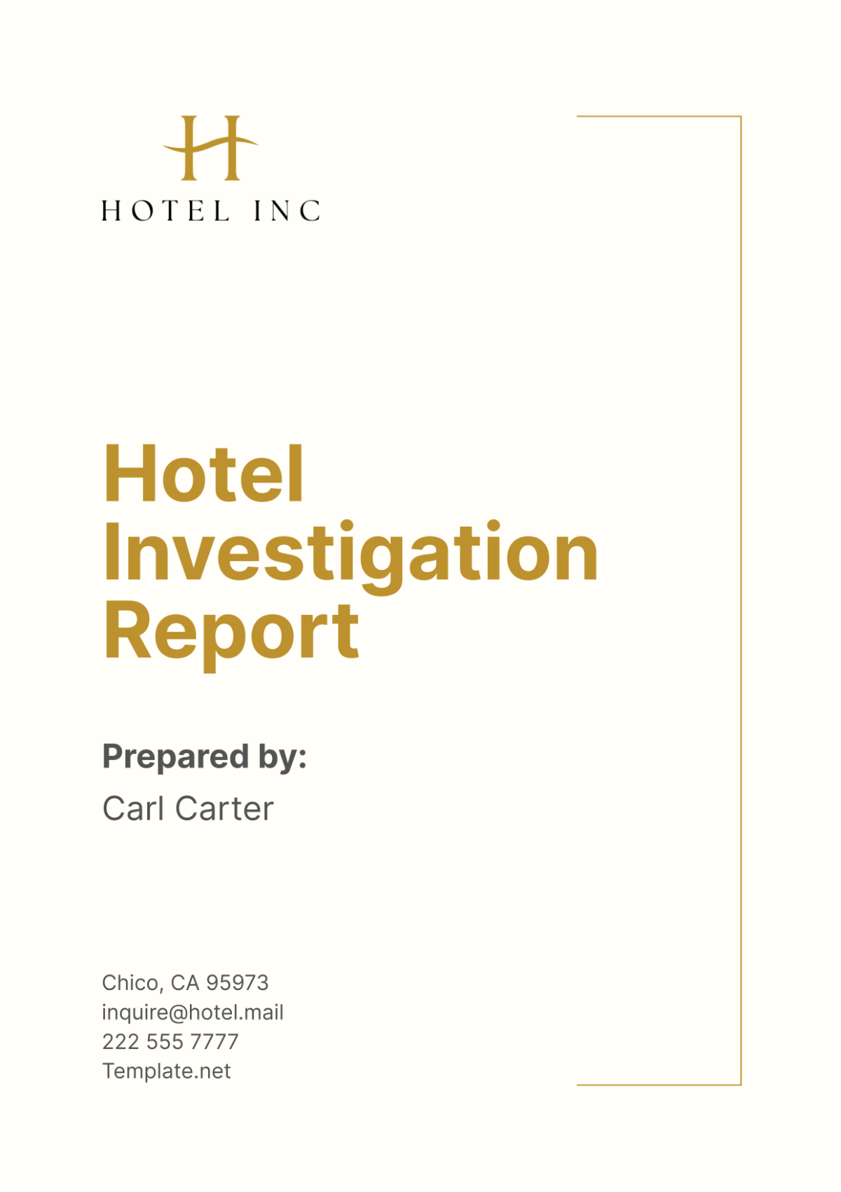 Hotel Investigation Report Template - Edit Online & Download