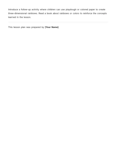Free Preschool Art Lesson Plan Template to Edit Online