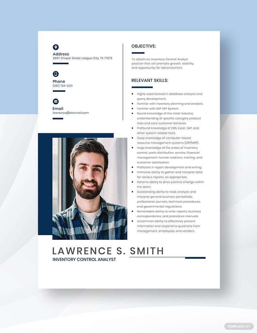 Free Inventory Control Analyst Resume Template
