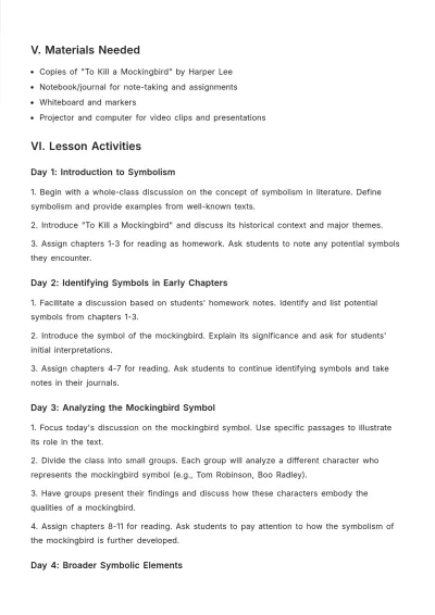 Free High School ELA Lesson Plan Template to Edit Online