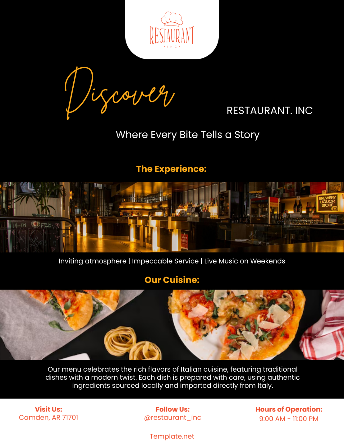 Free Restaurant Information Flyer Template to Edit Online