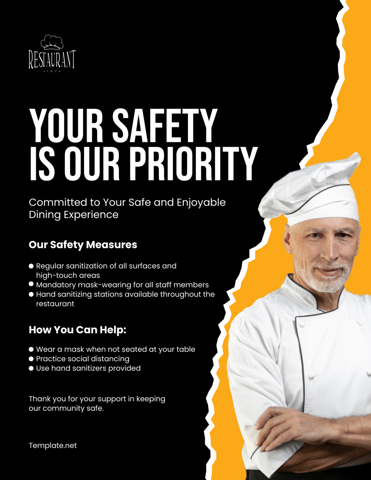 Restaurant Safety Flyer Template