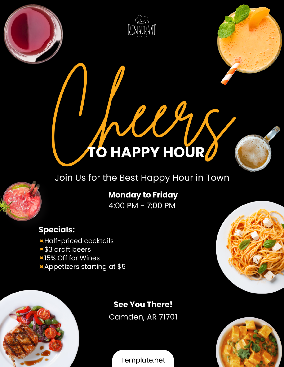 Restaurant Happy Hour Flyer