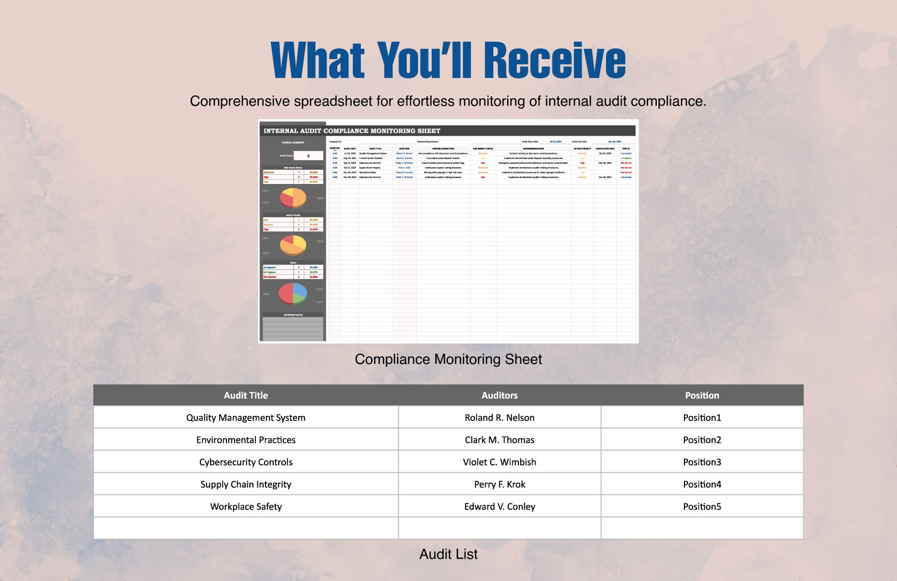 Internal Audit Compliance Monitoring Sheet Template