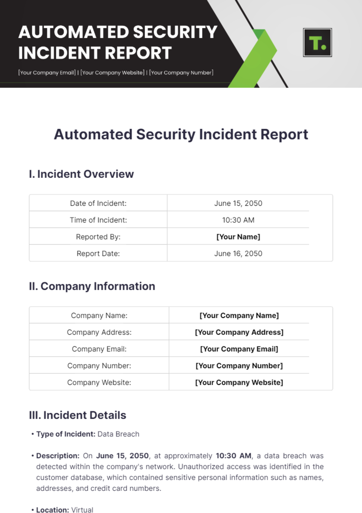 Automate Security Incident Report Template - Edit Online & Download 