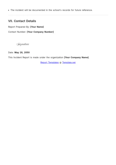 Free Middle School Incident Report Template to Edit Online