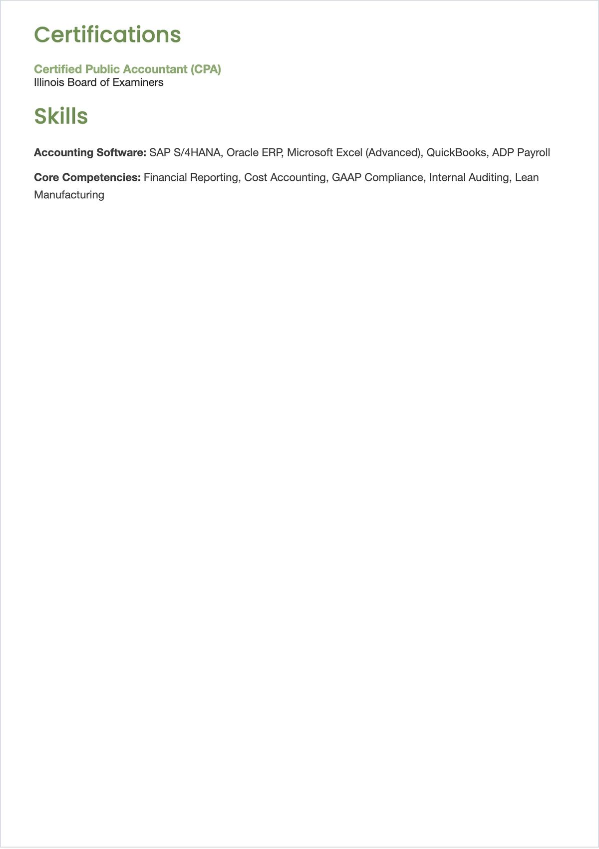 Free Accounting Supervisor ATS Resume Template, AI Resume Builder