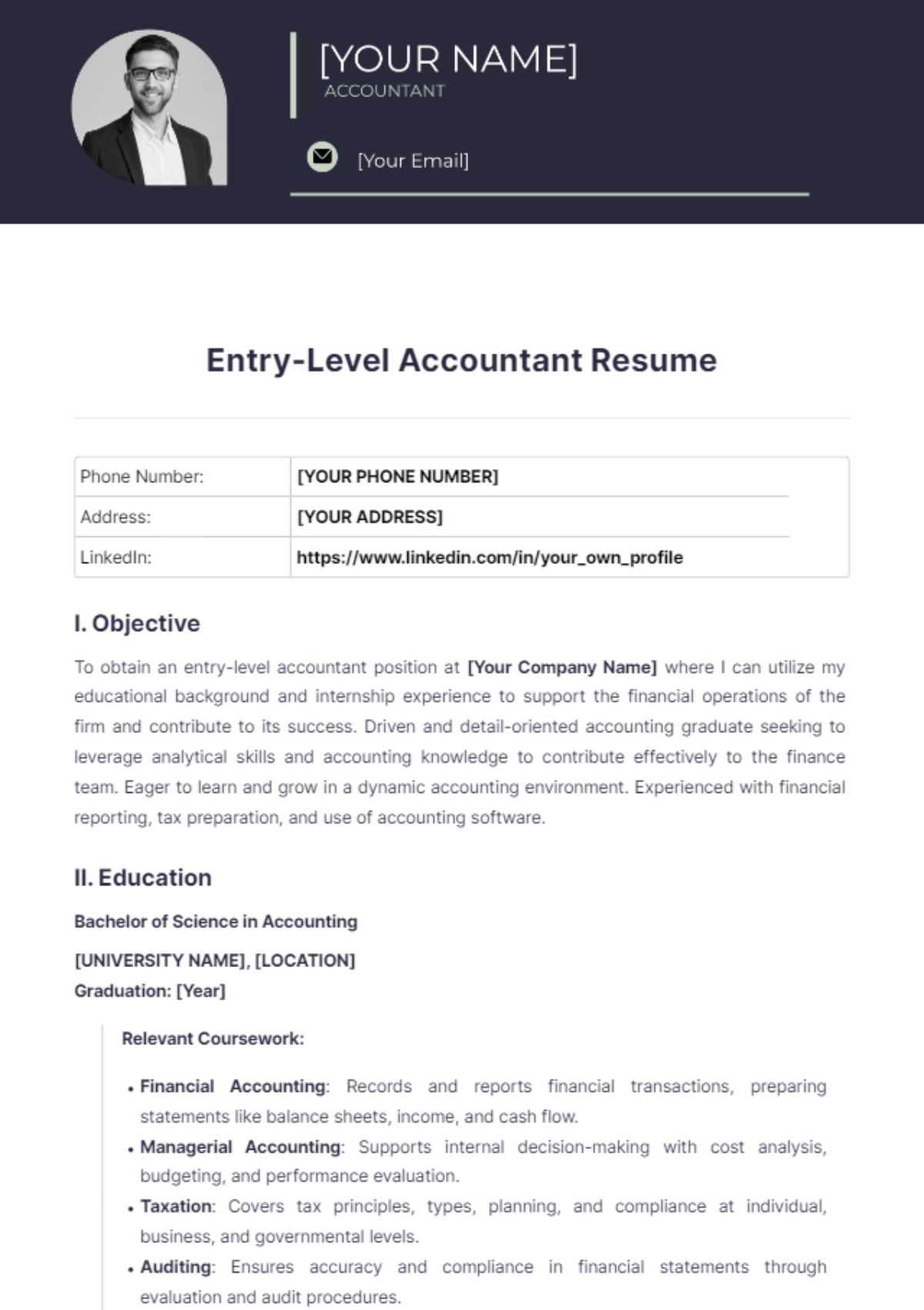 Entry-Level Accountant Resume - Edit Online & Download