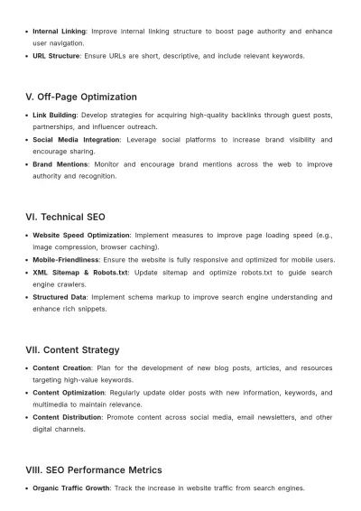 Free SEO Strategy Plan Layout Template to Edit Online