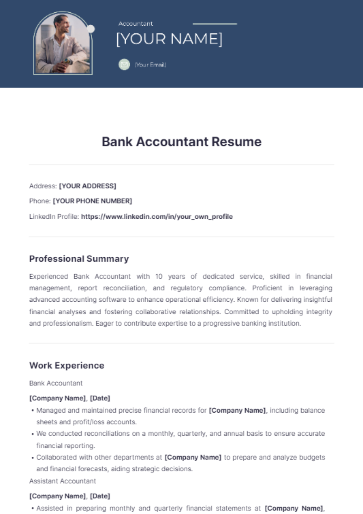 Bank Accountant Resume - Edit Online & Download