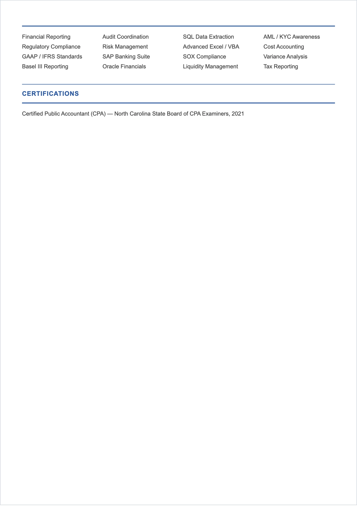 Free Aesthetic Bank Accountant ATS Resume Template, AI Resume Builder