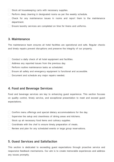 Free Hotel Daily List Template to Edit Online