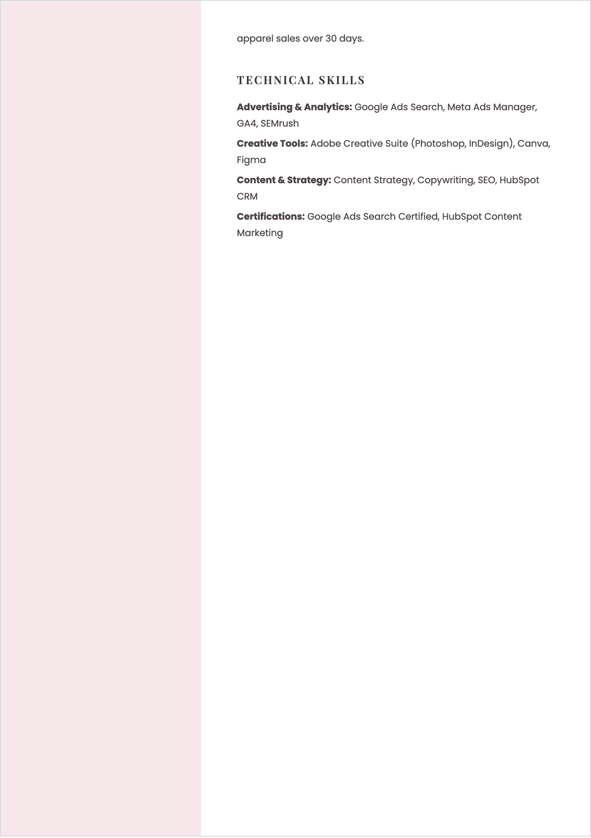 Free Marketing Student ATS Resume Template, AI Resume Builder