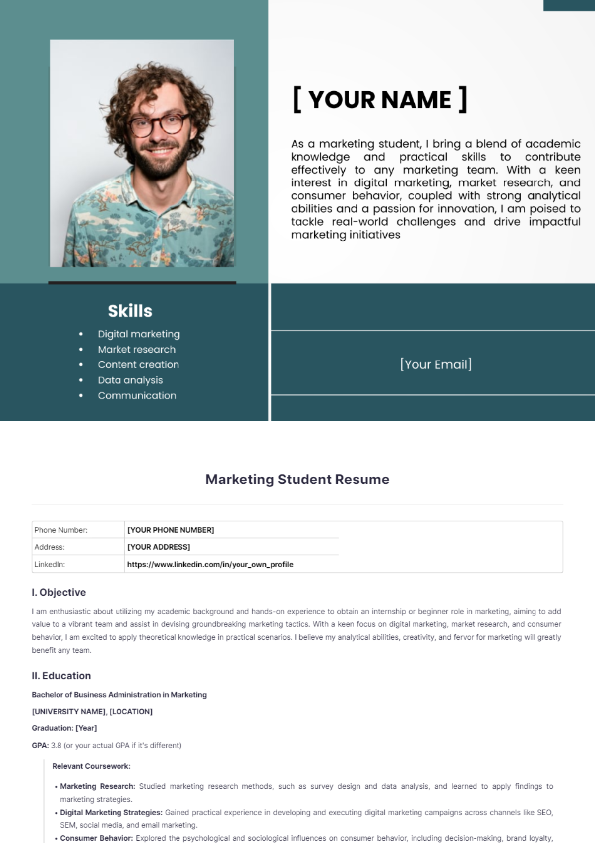 Marketing Student Resume - Edit Online & Download