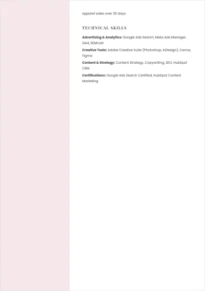 Free Marketing Student ATS Resume Template, AI Resume Builder