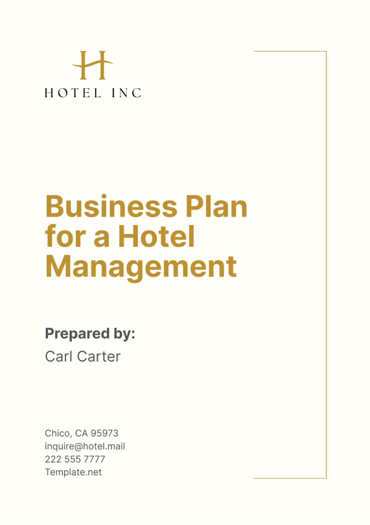 Free Business Plan of a Hotel Management Template