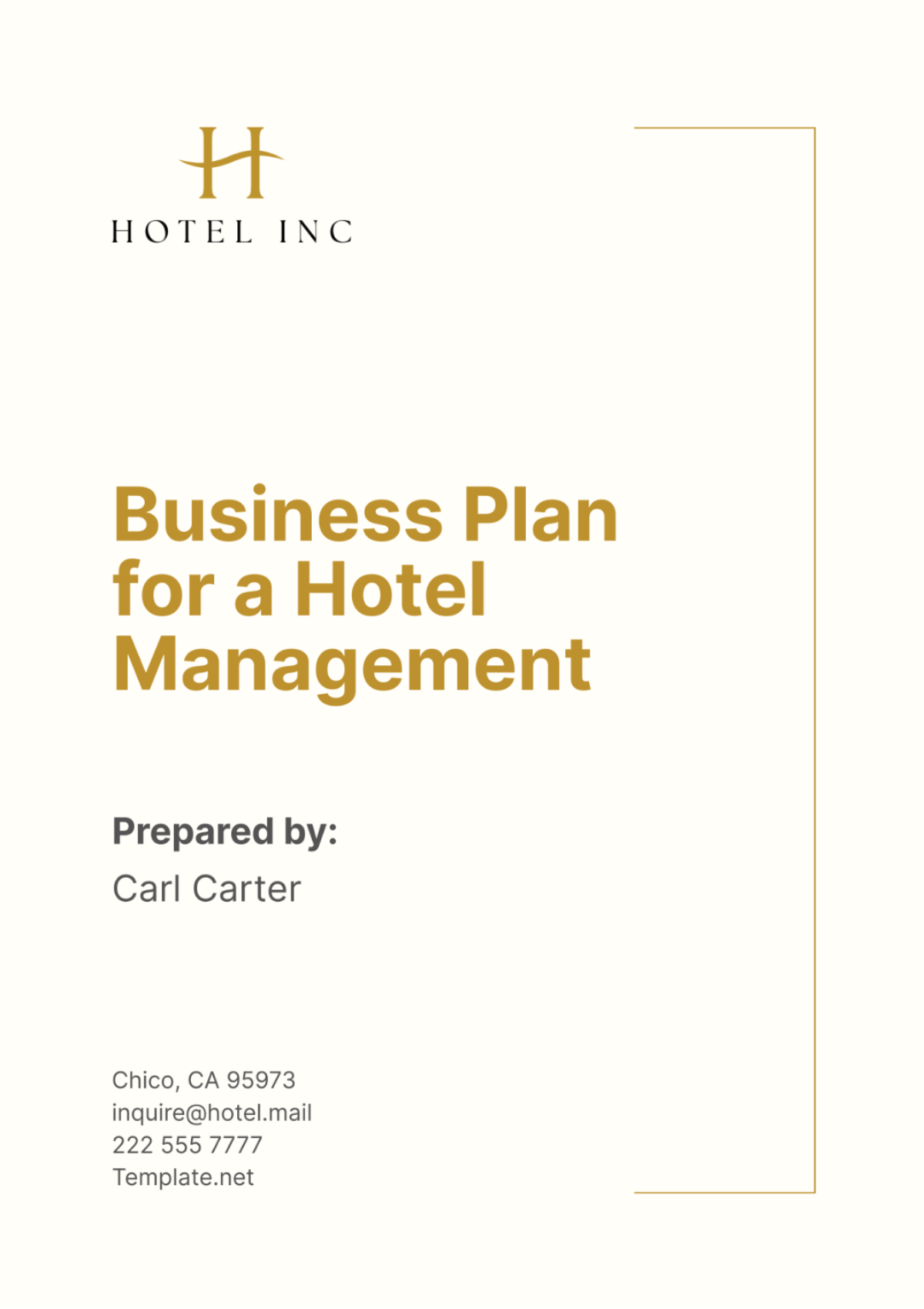 Business Plan of a Hotel Management Template - Edit Online & Download