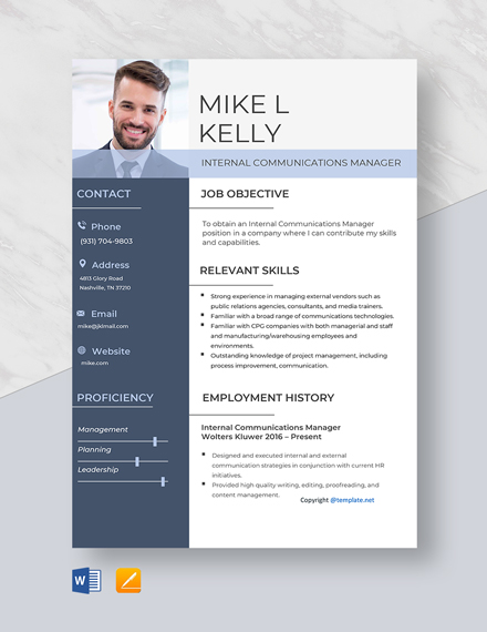 Internal Communications Manager Resume