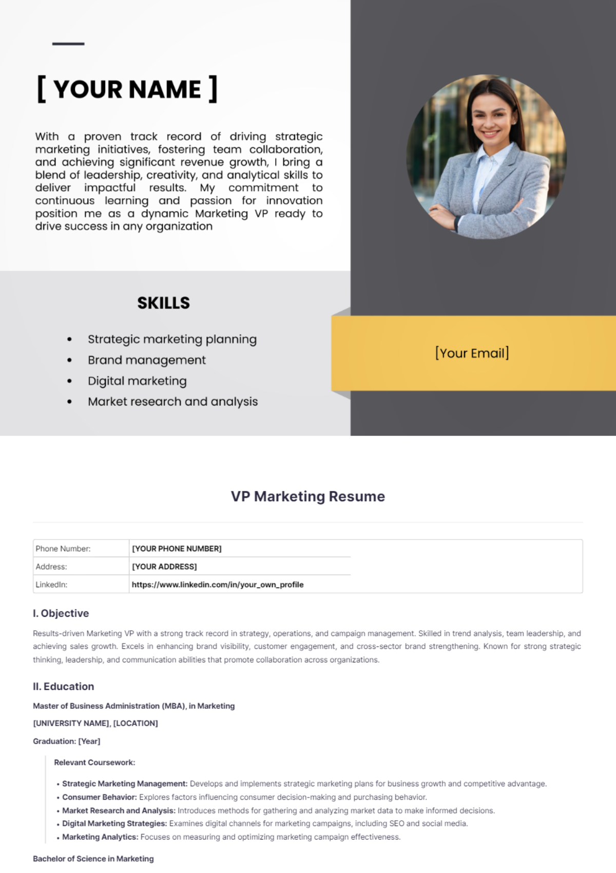 Vp Marketing Resume - Edit Online & Download