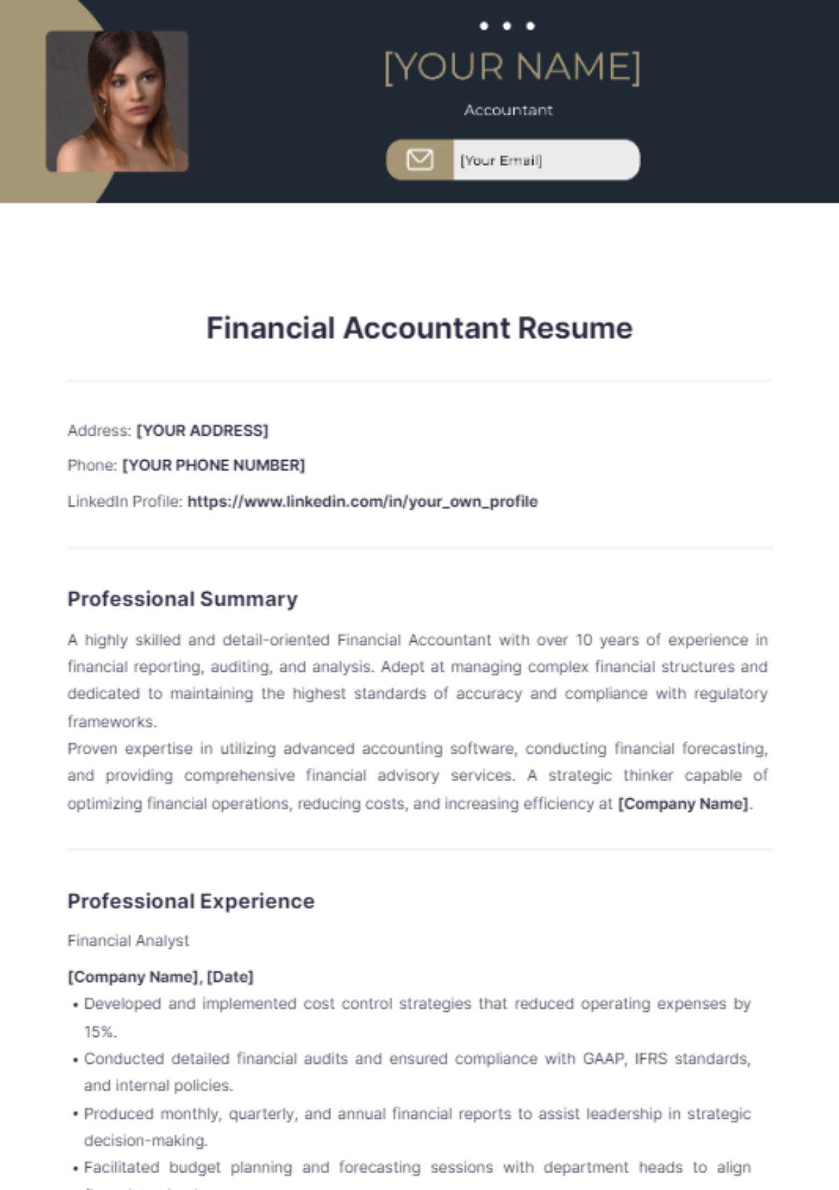 Financial Accountant Resume - Edit Online & Download