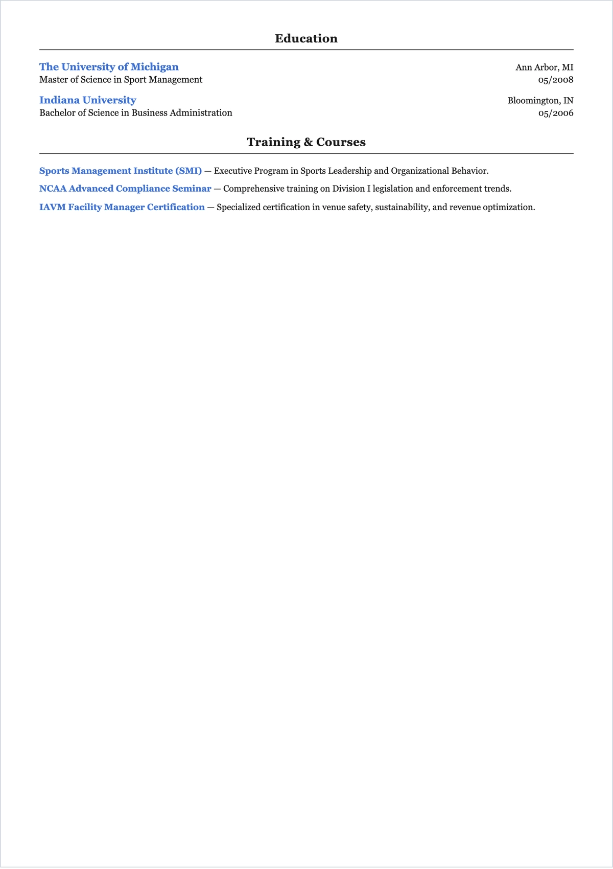 Free Sports Marketing Manager ATS Resume Template, AI Resume Builder